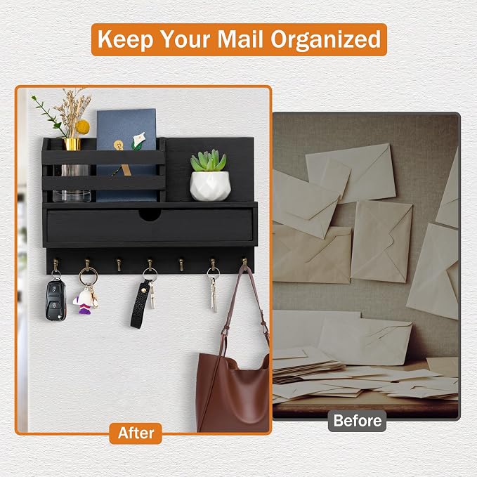 Key and Mail Holder for Wall, Mail Organizer Wall Mount - Image 5