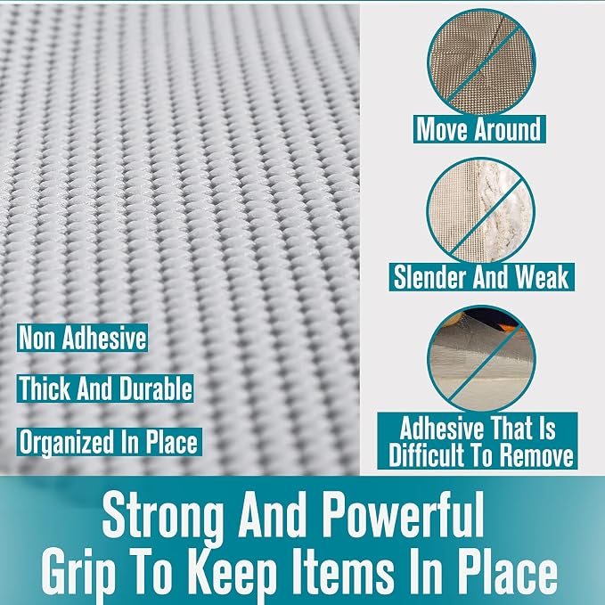 Drawer Shelf and Cabinet Liner, Thick Strong Grip, Non-Adhesive Liners Protect - Image 7