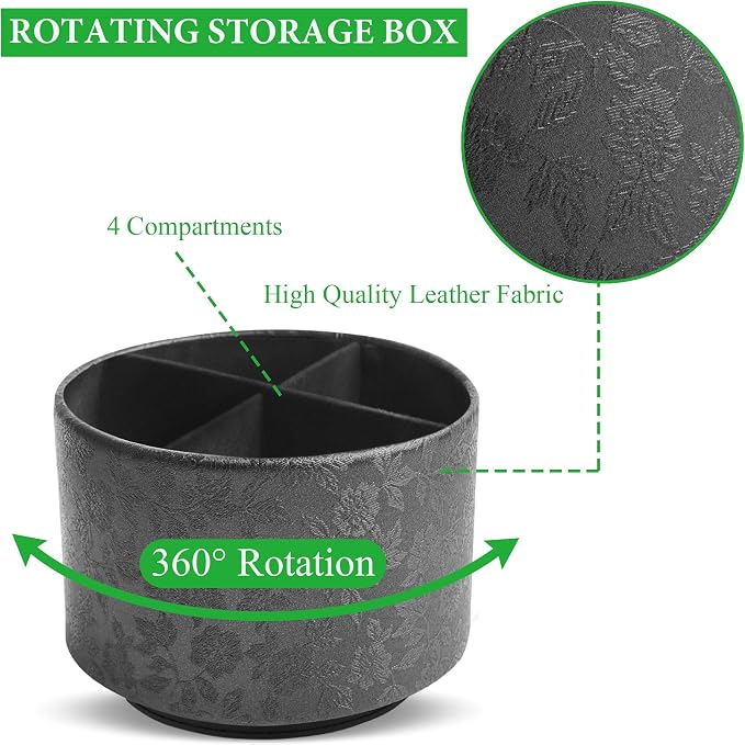 lizimandu Round Leather Art Supply Organizer, Remote Control Holder, 360 Degree - Image 3