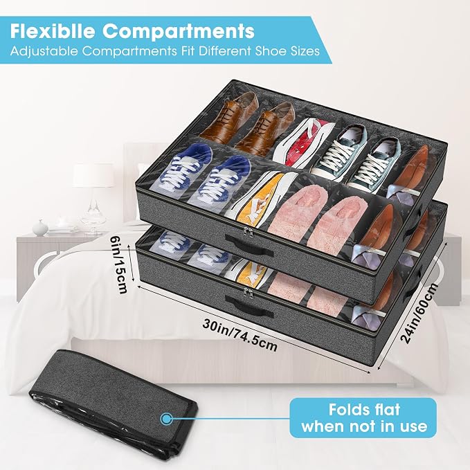 2 Pack Under Bed Shoe Storage Organizer - Image 4