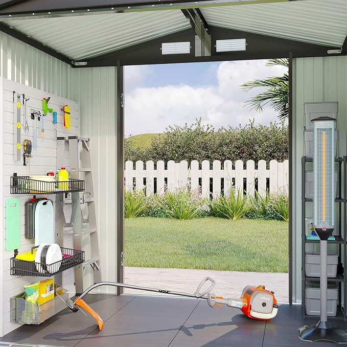 Aoxun 6x4ft Shed with Floor Heavy-Duty Galvanized Steel Outdoor Storage Shed - Image 2