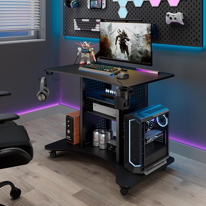 EUREKA ERGONOMIC Computer Gaming Desk, Mobile Computer Cart - Image 2