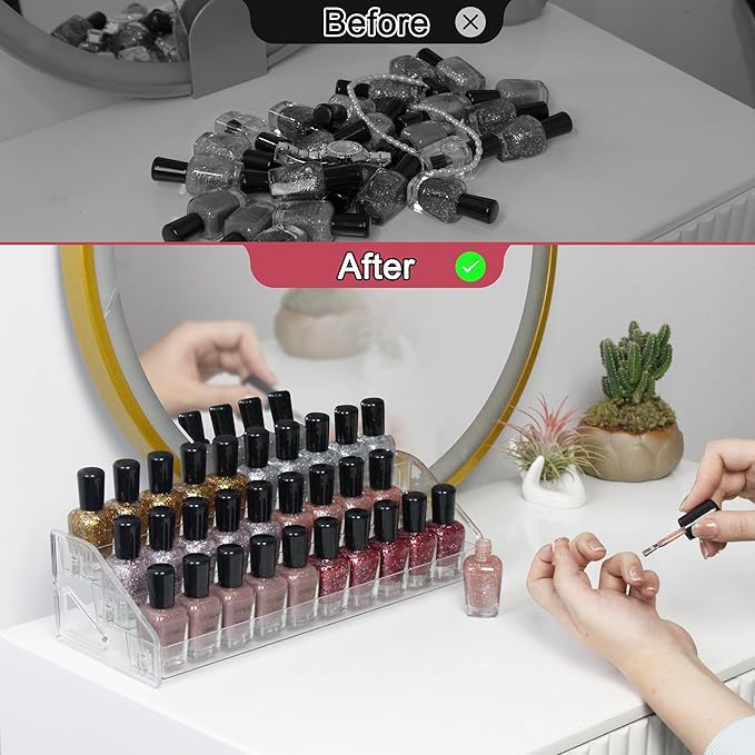 3-Tier Clear Acrylic Nail Polish Storage, Holds 24-48 Bottles, Sunglasses - Image 4