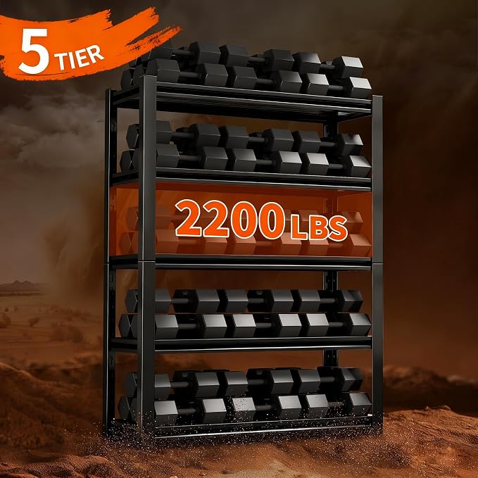 Dyoung 47. 2" W Garage Storage Shelves Adjustable 5 Tier Metal Shelves Heavy - Image 4
