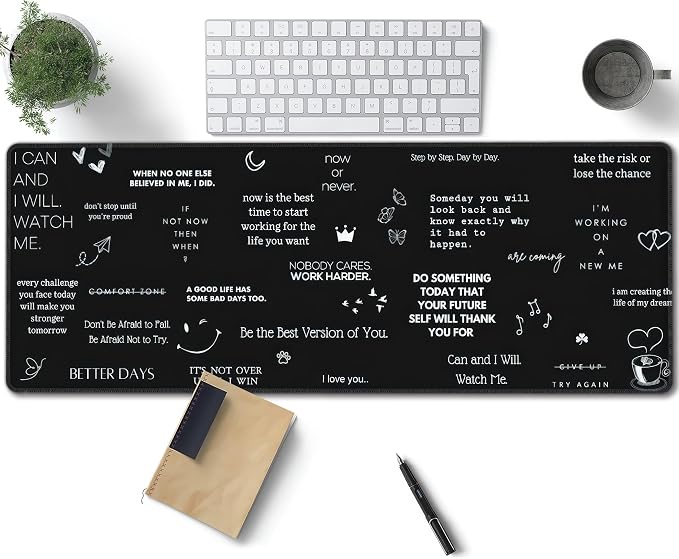 Inspirational Quotes Large Mouse Pad, Gaming Desk Mat, XL Keyboard Desk Pad Mat by Unknown