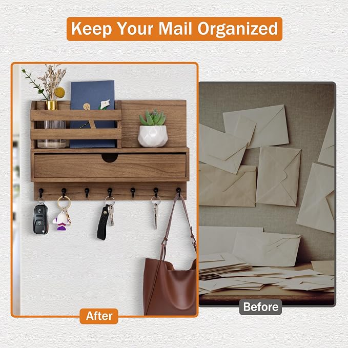 Key and Mail Holder for Wall, Mail Organizer Wall Mount - Image 5