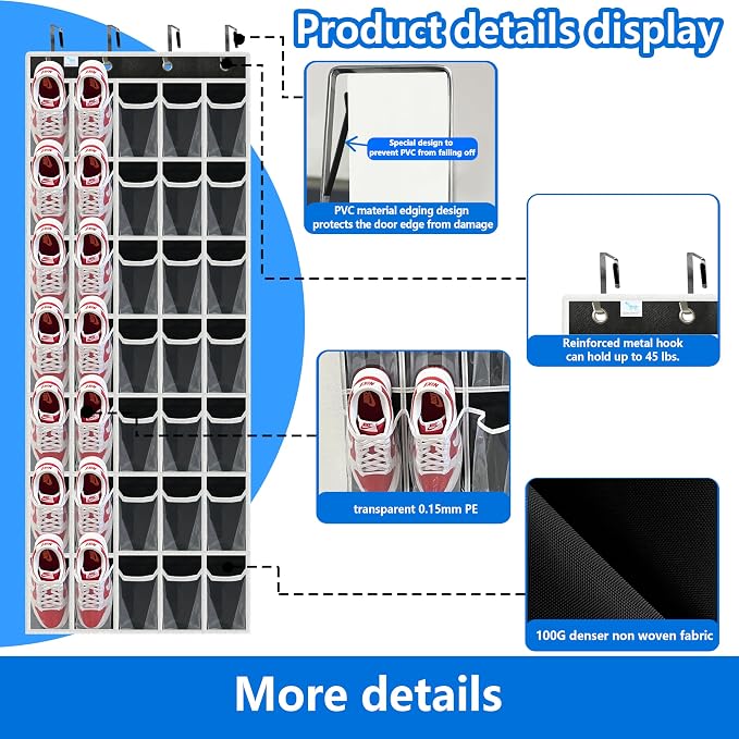 over the door shoe organizer, 2025 upgraded, over door shoe organizer, 35 Huge - Image 3