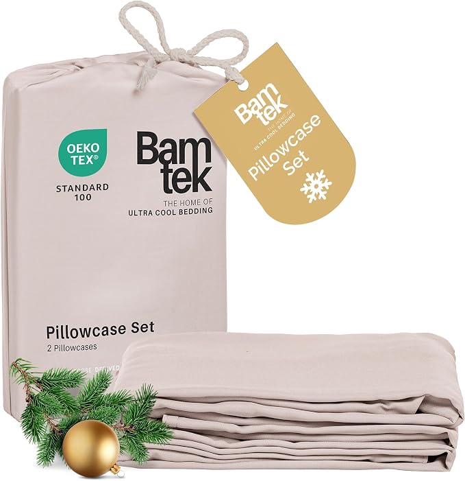 Pillow Cases Queen Size Set of 2 Pillowcases 100% Viscose from Bamboo Cooling by Bamtek