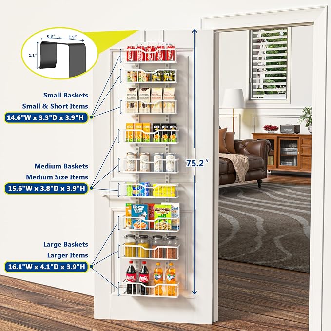 EVERIE 9-Tier Over the Door Storage Rack, Metal Hanging Organizer - Image 2