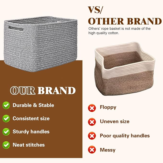 Storage Baskets for Organizing, 4 Pack Storage Baskets for Shelves, Woven - Image 4