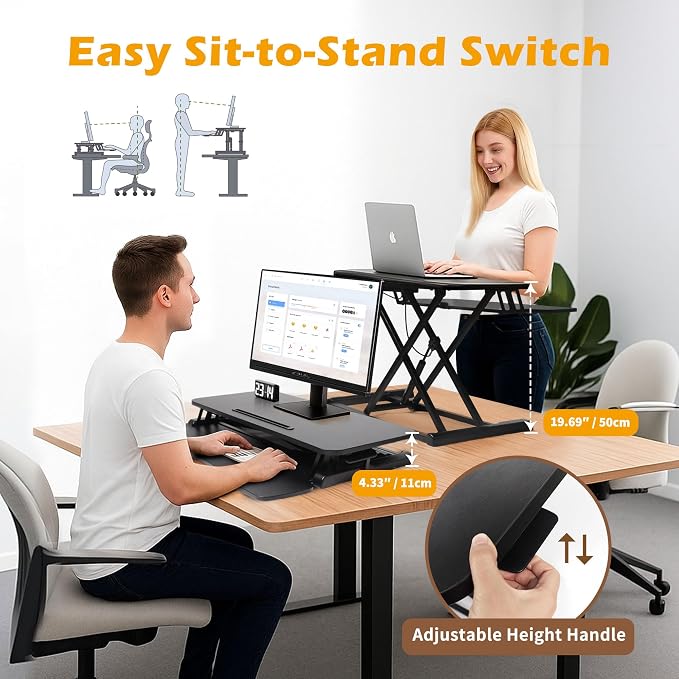 32 inch Standing Desk Converter, Height Adjustable Sit Stand Riser - Image 2