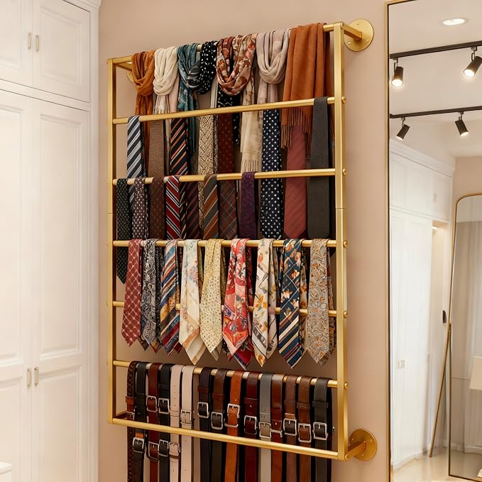 Wall Mounted Display Rack, 7-Layer Wrapping Paper Ribbon Organizer Scarves Tie - Image 8