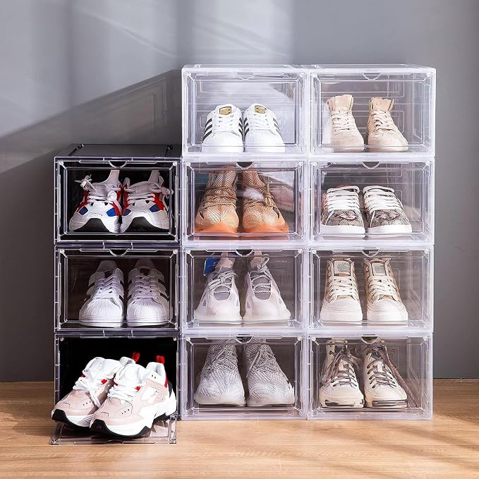 Attelite Upgraded Shoe Storage Box 9 Pack Shoe Box Clear Plastic Stackable - Image 6