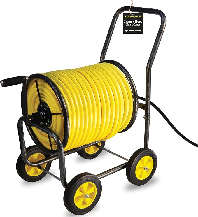 Garden Hose Reel Cart, Heavy Duty Steel Reel by RealHoseStorage