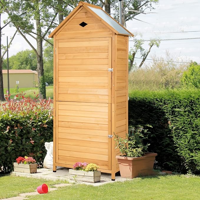 Goplus Wooden Storage Shed, Outdoor Storage Cabinet - Image 8