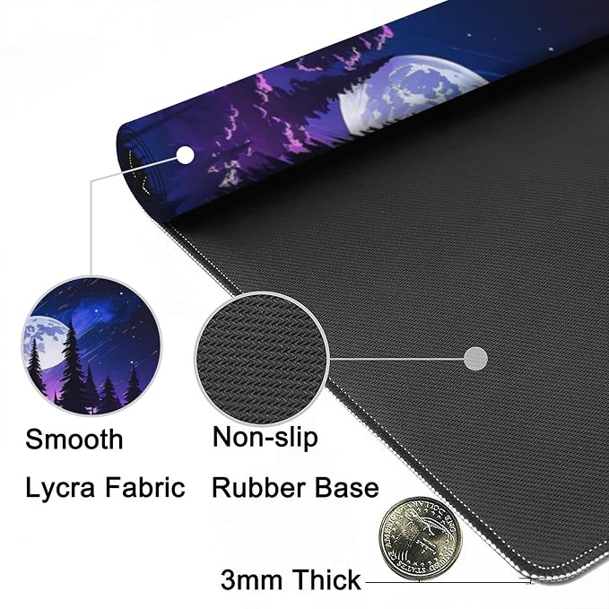 Gaming Mouse Mat Moon and Forest Large Mouse Pad Extended Mouse Pad Desk Mat - Image 5