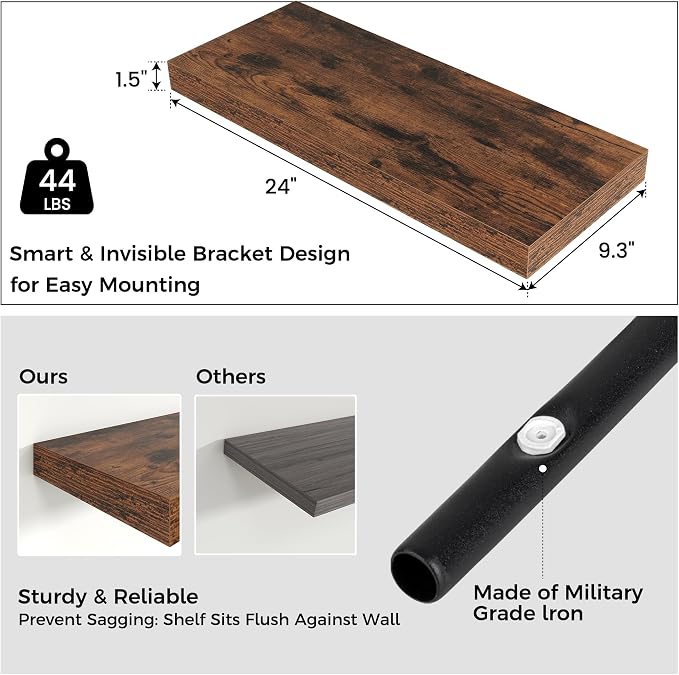 Floating Shelves for Wall, Engineered Wood Wall Shelves - Image 3