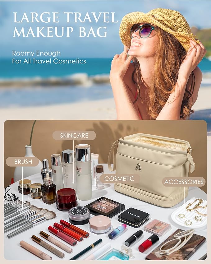Initial Makeup Bag, Women Gifts, Personalized Double Layer Cosmetic Bag - Image 2