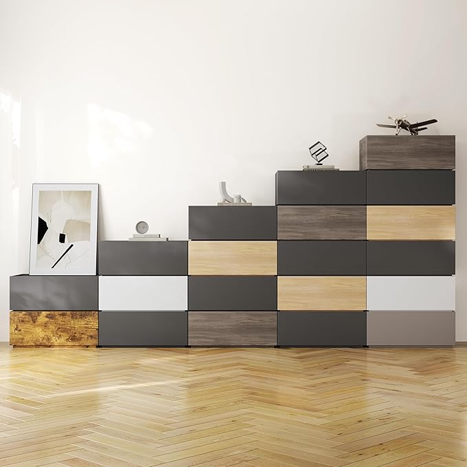 Modern Nightstand Stackable Storage Drawers, Modular Bedroom Furniture Set - Image 7