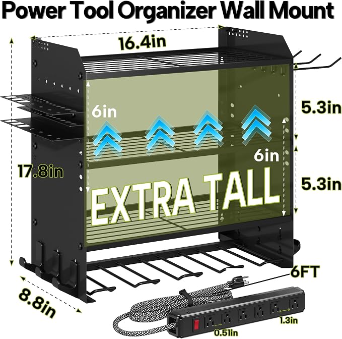 4 Layer Heavy Duty Power Tool Organizer Wall Mount - Image 4