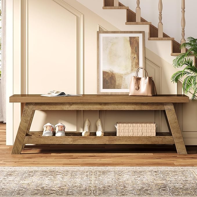 Tribesigns 55" Wood Entryway Bench - Image 3