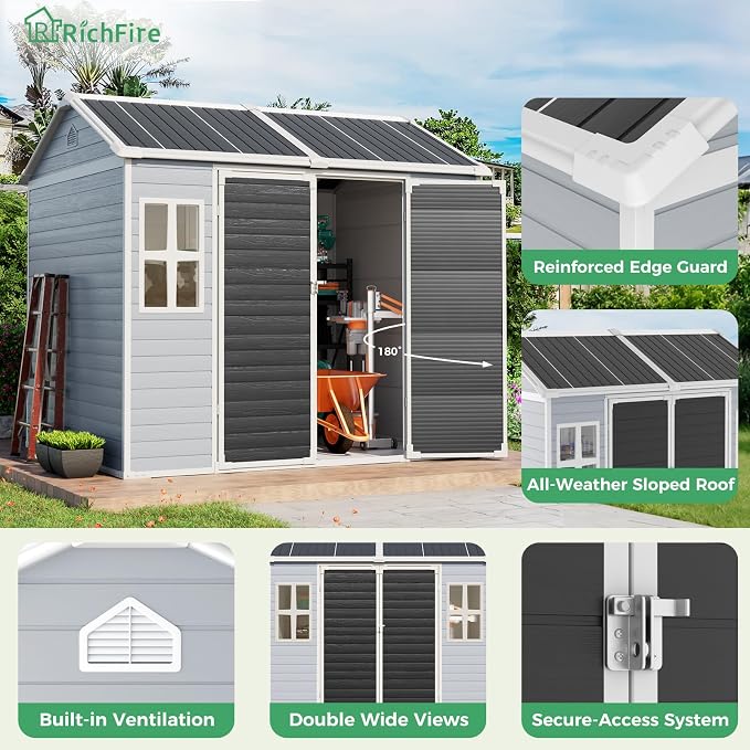 6x8 FT Plastic Storage Sheds Outdoor - Image 4