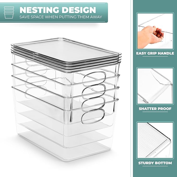 Sorbus Large Clear Plastic Storage Bins - Image 6