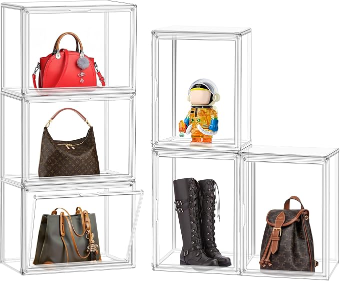 6 Pack X-Large Acrylic Display Case, Size 14 Clear Shoe Box Stackable Sneaker - Image 7