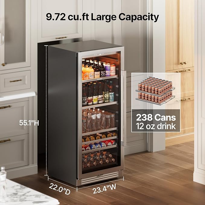 Ca'Lefort Beverage-Refrigerator 24 Inch, Tall Beverage Fridge Cellars Large Bar - Image 3