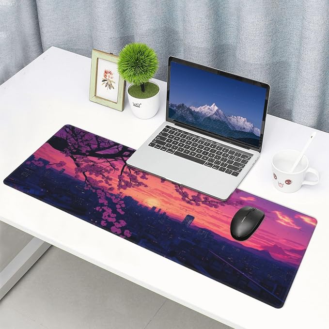 Sakura City Sunset Large Mouse Pad, Anime Style Gaming Desk Mat, XL Keyboard - Image 9