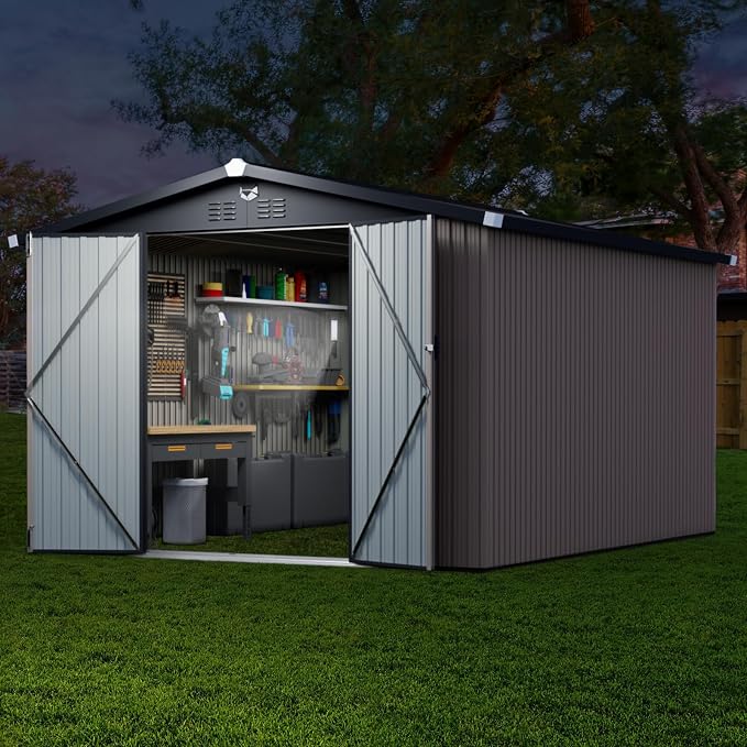 10x12 FT Outdoor Storage Shed, Metal Tool Sheds, Waterproof Outside Storage Shed - Image 9