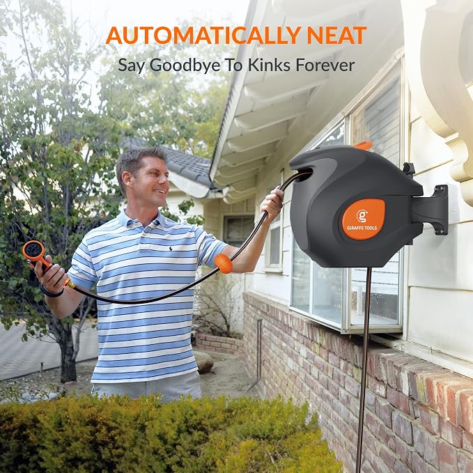 Giraffe Tools BW35 Retractable Garden Hose Reel | Wall-Mounted, Automatic Rewind - Image 4
