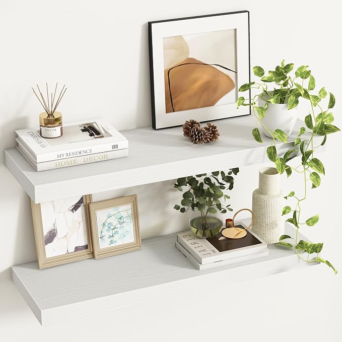 Fun Memories 32Inch Floating Shelves, 9.3Inch Deep Rustic Wall Shelves by FunMemories