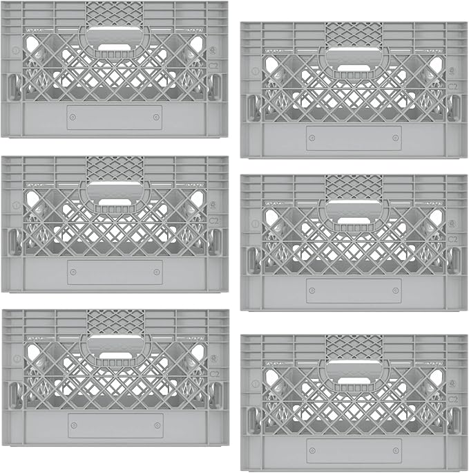 Heavy Duty Plastic Storage Milk Crates, Stackable Utility Organizer Bins by Unknown