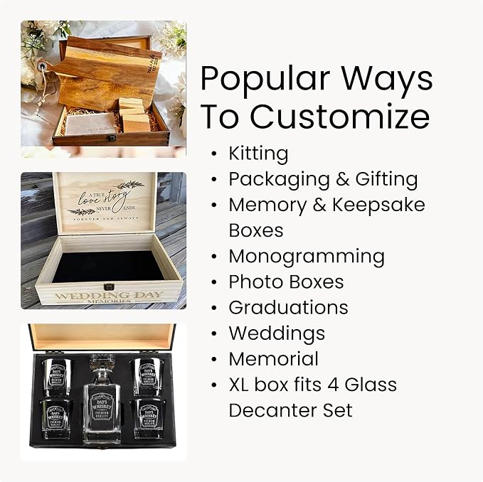 makerflo XL Grey Pine Wood Memory Box - Image 9
