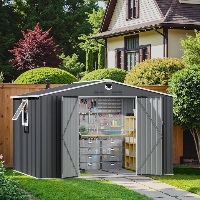 10x8 FT Metal Storage Shed, Outdoor Storage Building by Sannwsg