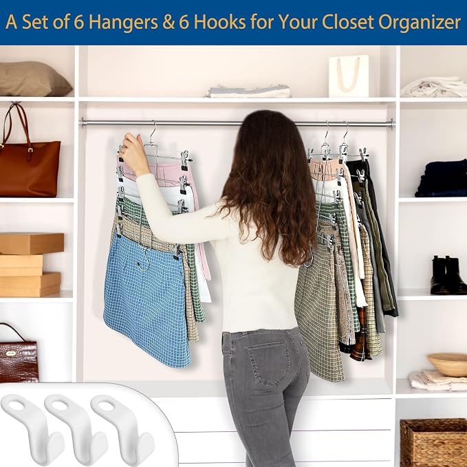 6 Piece Pants Hangers Space Saving, Skirt Hanges - Image 5