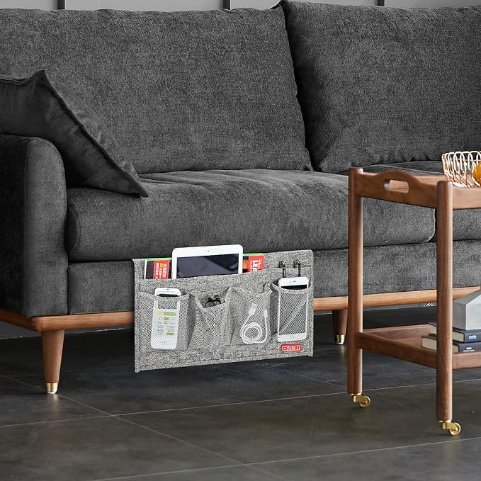 Linen 6 Pockets Bedside Caddy, Bedside Storage Organizer - Image 7