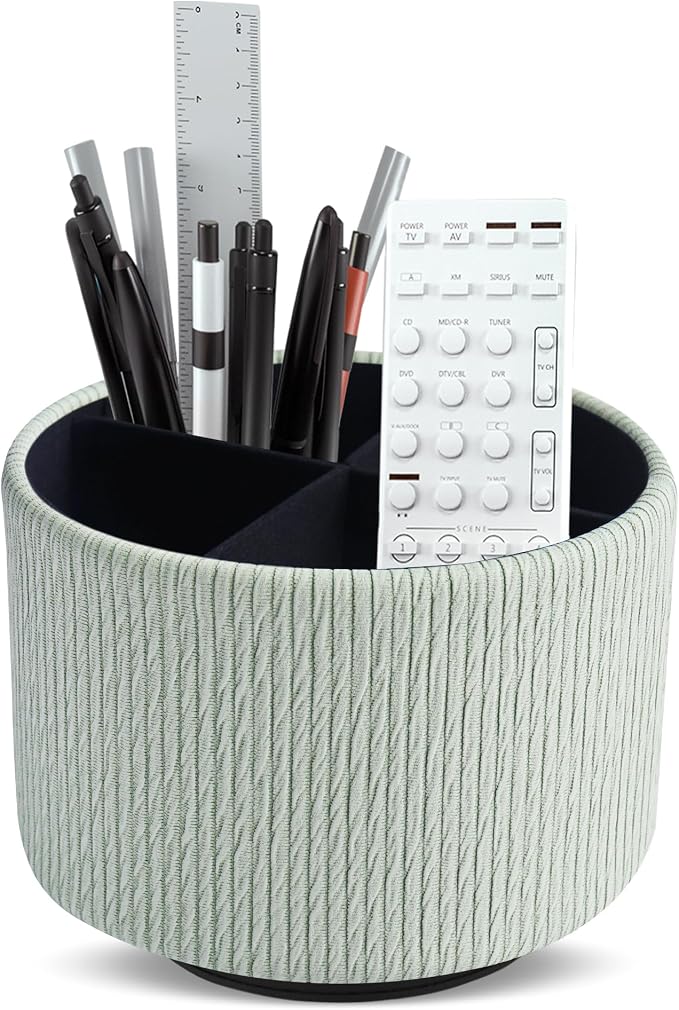 Round Leather Art Supply Organizer, Remote Control Holder, 360 Degree Spinning by Unknown
