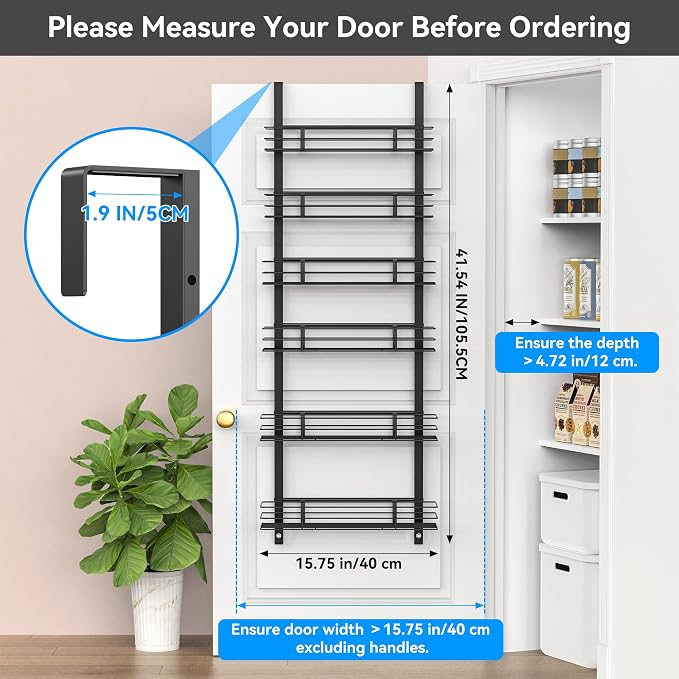 6-Tier Over The Door Spice Rack, Large-Capacity Adjustable Hanging Pantry - Image 2