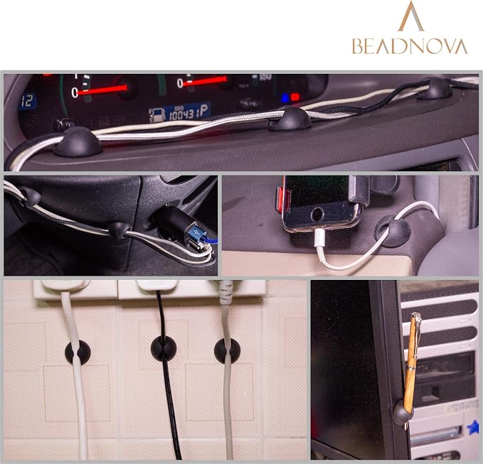 BEADNOVA Cable Clips Cord Organizer Cable Management Wire Cord Holder 3 Slots - Image 7