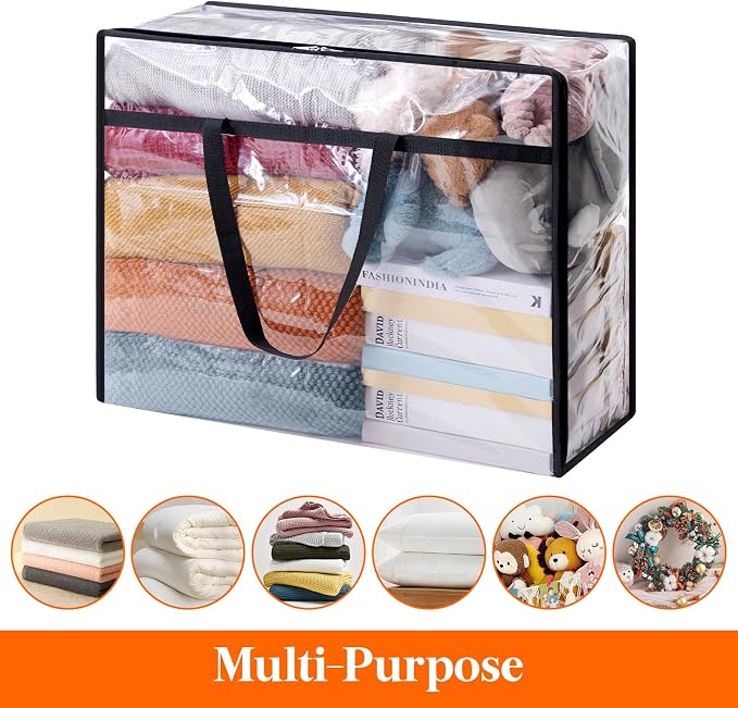 Lifewit 2 Pack Clear Clothes Storage Bags, 95L Large Plastic Blanket Storage - Image 4