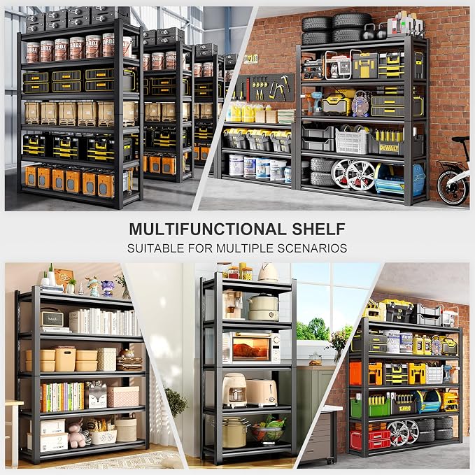 72" H Garage Shelving, 5 Tier Heavy Duty Metal Shelving - Image 8