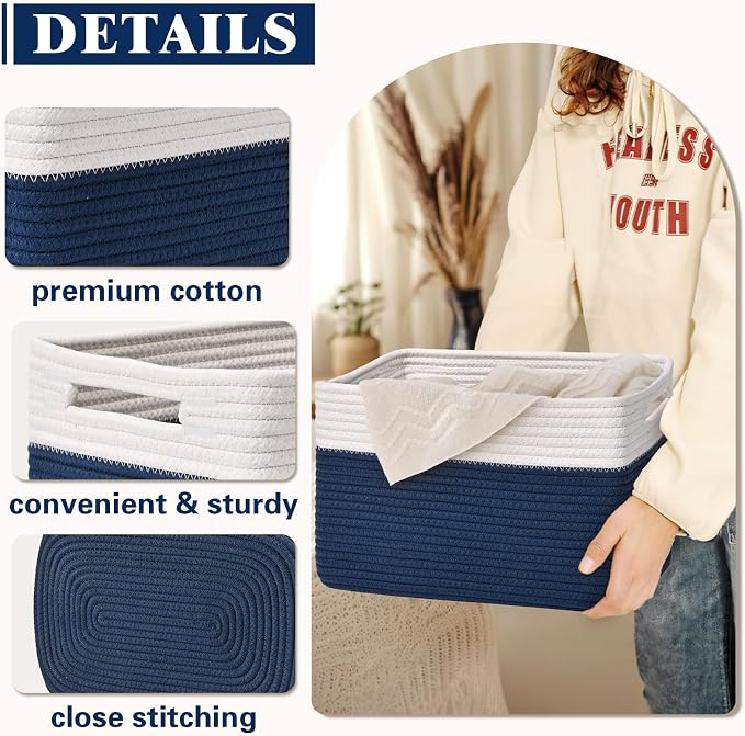 Storage Baskets for Organizing, 4 Pack Storage Baskets for Shelves, Woven - Image 5