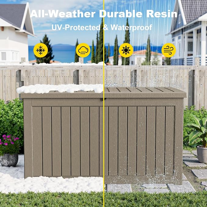 280 Gallon Outdoor Deck Box, Storage Lockable Waterproof Patio Furniture - Image 6