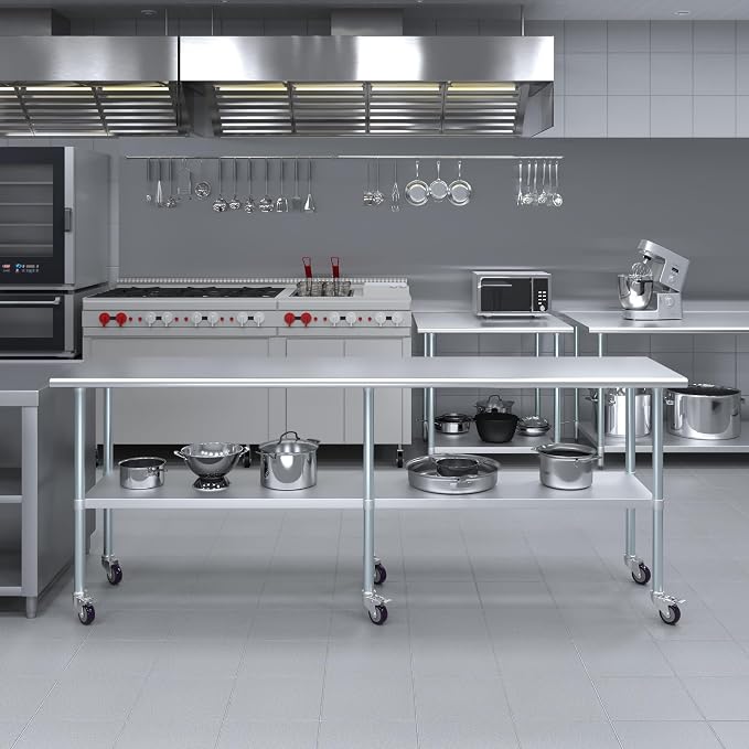 AmGood 96" Long x 24" Deep Stainless Steel Table - Image 5