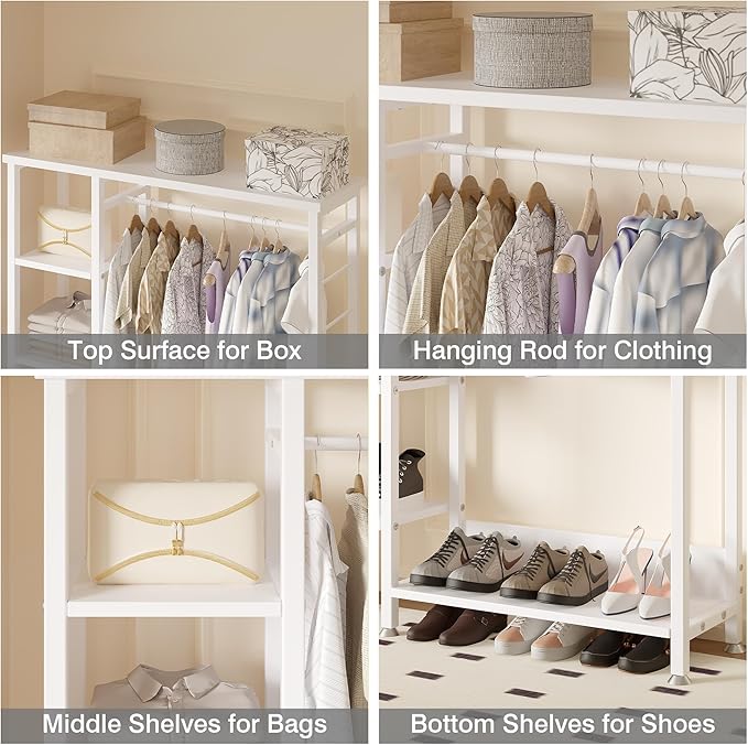 VECELO Open Garment Clothing Rack, Free-Standing Heavy Duty Storage Closet - Image 3