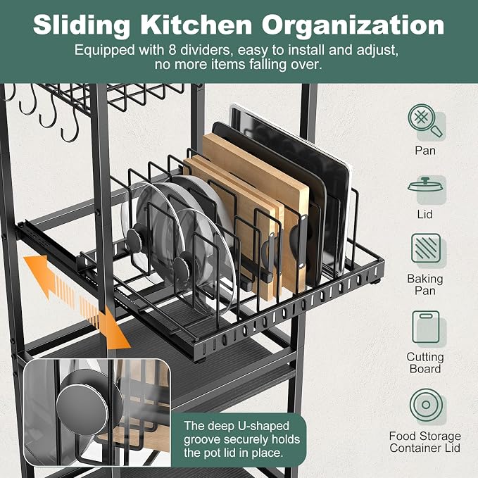 Housolution 5 Tier Kitchen Rolling Cart, Storage Cart - Image 5