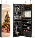 LDAILY 47” LED Jewelry Armoire, Door/Wall Mounted Mirror by LDAILY