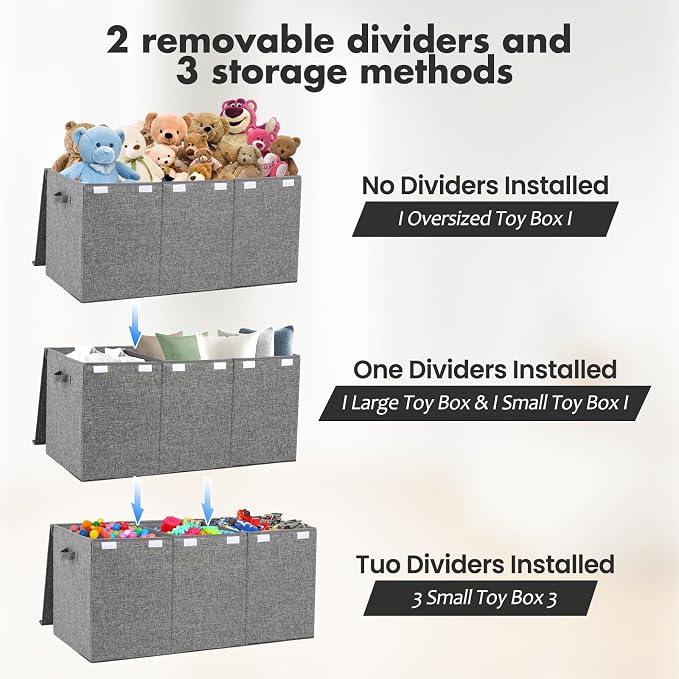 Extra Large Toy Box 167L, Sturdy Toy Storage Chest Organizer Bin Baskets - Image 2